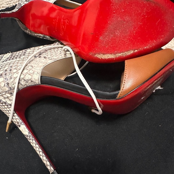 Christian Louboutin Snakeskin and Brown Heels - Picture 3 of 6